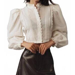 NEW LOVAAN quin puff-sleeve top in ivory